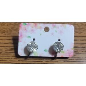 Vintage Pre Owned silver toned faux diamond earrings